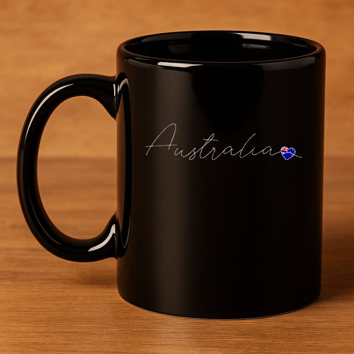 Australia Simple Love Australian Flag Heart On Australia 11oz C Handle Ceramic Mug