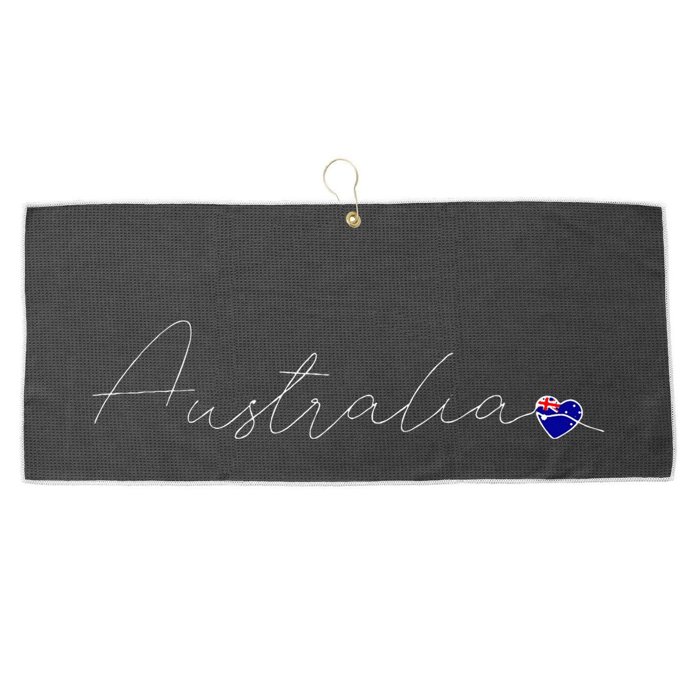 Australia Simple Love Australian Flag Heart On Australia Large Microfiber Waffle Golf Towel
