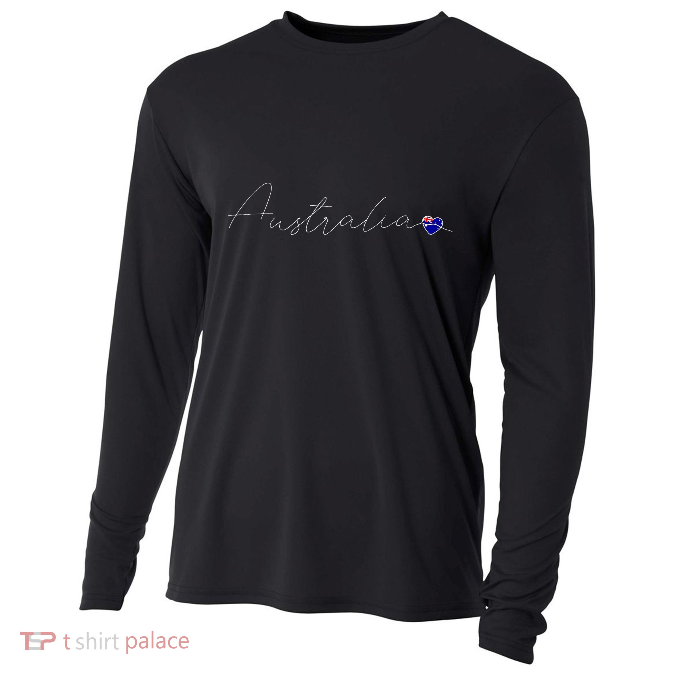 Australia Simple Love Australian Flag Heart On Australia Cooling Performance Long Sleeve Crew