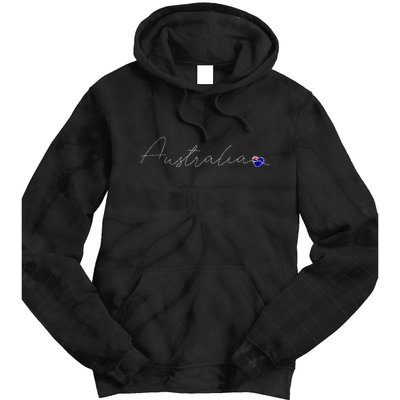 Australia Simple Love Australian Flag Heart On Australia Tie Dye Hoodie
