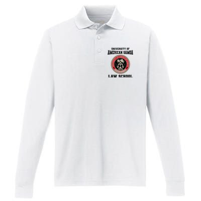 American Samoa Law School Performance Long Sleeve Polo