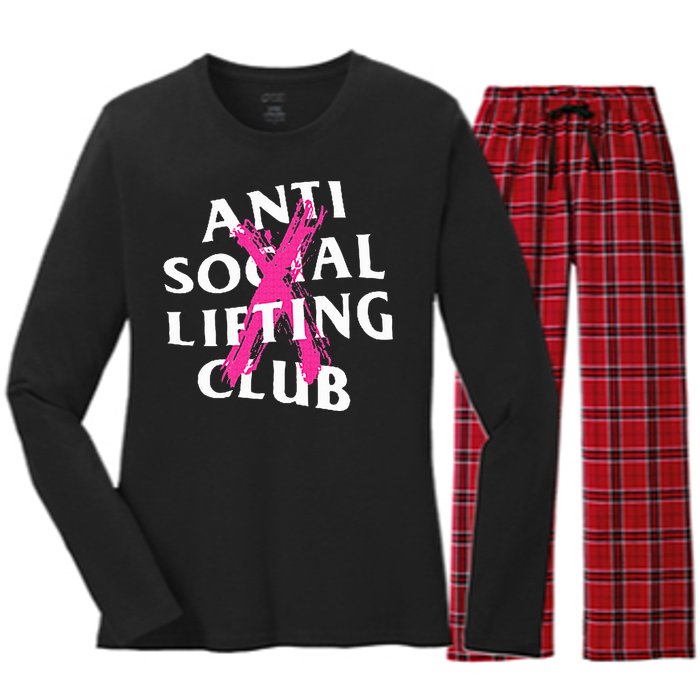 Anti Social Lifting Club Canceled Pink Women's Long Sleeve Flannel Pajama Set 