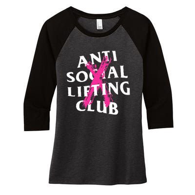 Anti Social Lifting Club Canceled Pink Women's Tri-Blend 3/4-Sleeve Raglan Shirt