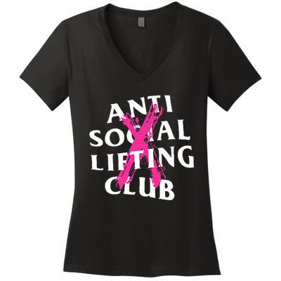 Anti Social Lifting Club Canceled Pink Women's V-Neck T-Shirt