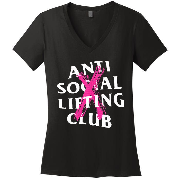 Anti Social Lifting Club Canceled Pink Women's V-Neck T-Shirt