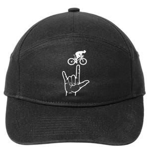 ASL Sign Language Cycling Sport I Love You Hand Heart 7-Panel Snapback Hat