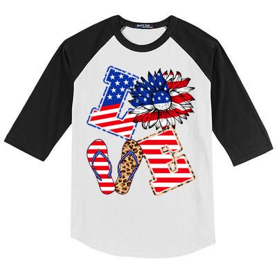 America Sunflowers Love American Patriot Stars And Stripes Gift Kids Colorblock Raglan Jersey
