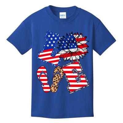 America Sunflowers Love American Patriot Stars And Stripes Gift Kids T-Shirt