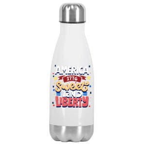 America Sweet Land Liberty Freedom Loyalty 4th Of July Great Gift Stainless Steel Insulated Water Bottle