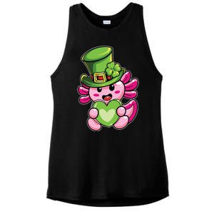 Axolotl Saint Leprechaun St Patrick Day Ladies PosiCharge Tri-Blend Wicking Tank