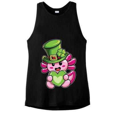 Axolotl Saint Leprechaun St Patrick Day Ladies PosiCharge Tri-Blend Wicking Tank