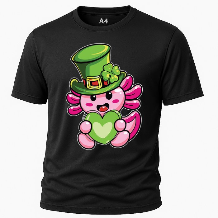 Axolotl Saint Leprechaun St Patrick Day Cooling Performance Crew T-Shirt