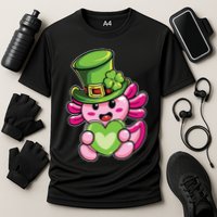 Axolotl Saint Leprechaun St Patrick Day Cooling Performance Crew T-Shirt