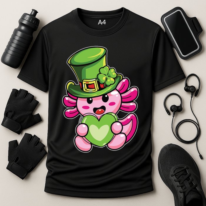 Axolotl Saint Leprechaun St Patrick Day Cooling Performance Crew T-Shirt