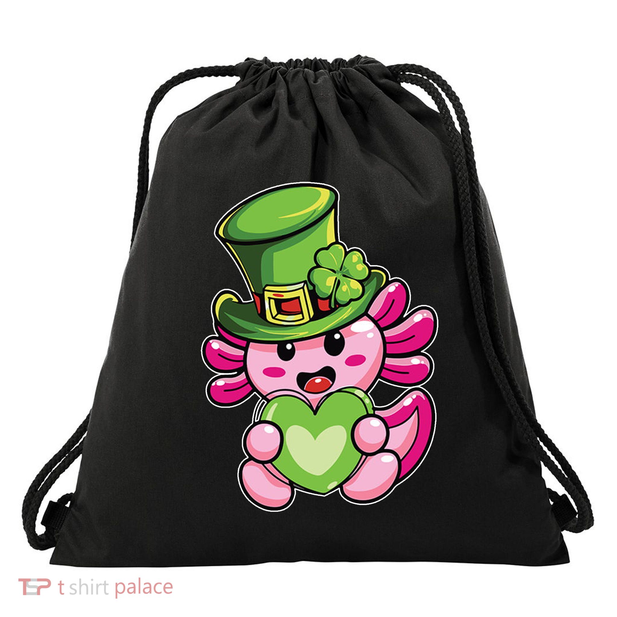 Axolotl Saint Leprechaun St Patrick Day Drawstring Bag