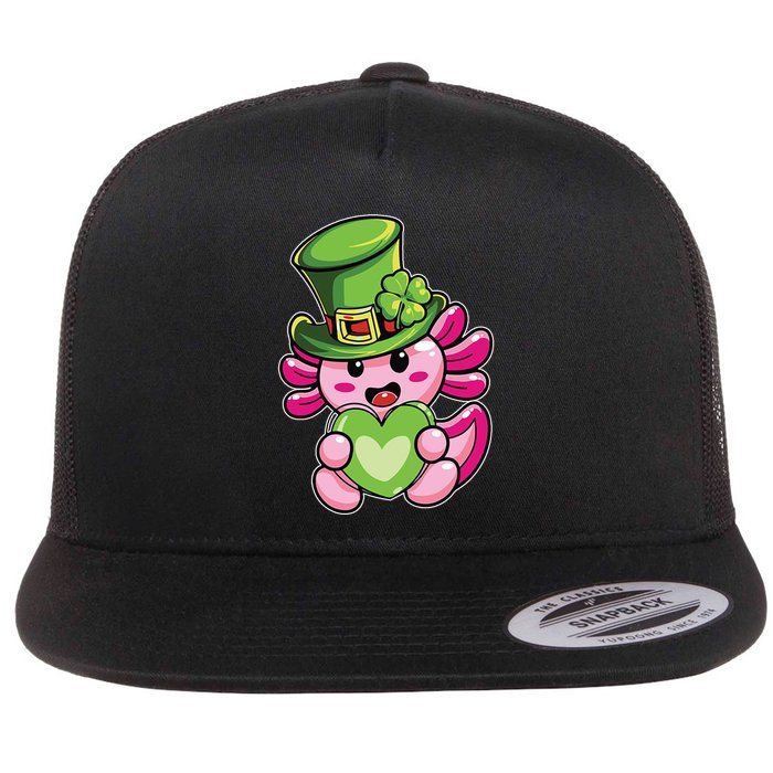 Axolotl Saint Leprechaun St Patrick Day Flat Bill Trucker Hat