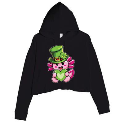 Axolotl Saint Leprechaun St Patrick Day Crop Fleece Hoodie