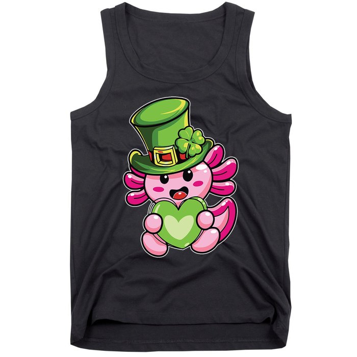 Axolotl Saint Leprechaun St Patrick Day Tank Top