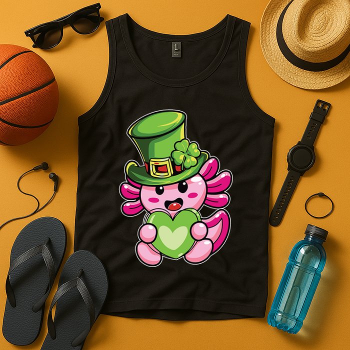 Axolotl Saint Leprechaun St Patrick Day Tank Top
