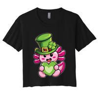 Axolotl Saint Leprechaun St Patrick Day Women's Crop Top Tee