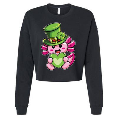 Axolotl Saint Leprechaun St Patrick Day Cropped Pullover Crew