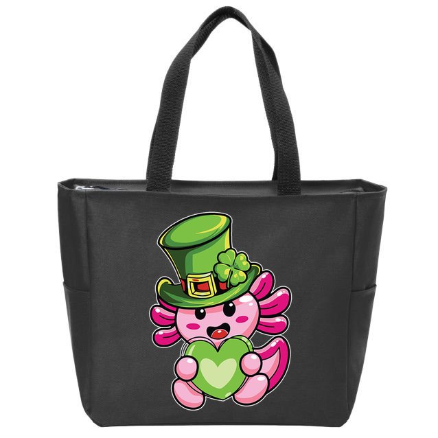 Axolotl Saint Leprechaun St Patrick Day Zip Tote Bag