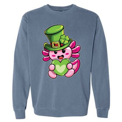 Axolotl Saint Leprechaun St Patrick Day Garment-Dyed Sweatshirt