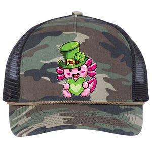 Axolotl Saint Leprechaun St Patrick Day Retro Rope Trucker Hat Cap