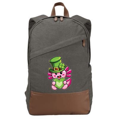 Axolotl Saint Leprechaun St Patrick Day Cotton Canvas Backpack