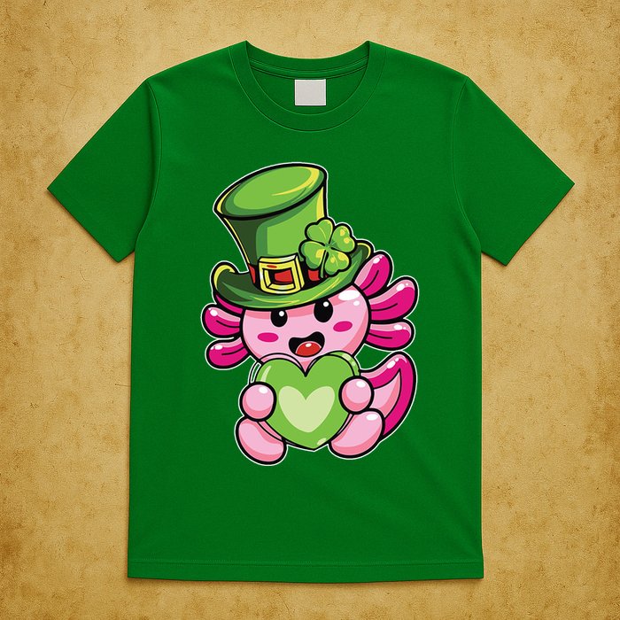 Axolotl Saint Leprechaun St Patrick Day T-Shirt
