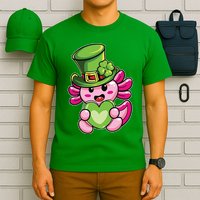 Axolotl Saint Leprechaun St Patrick Day T-Shirt