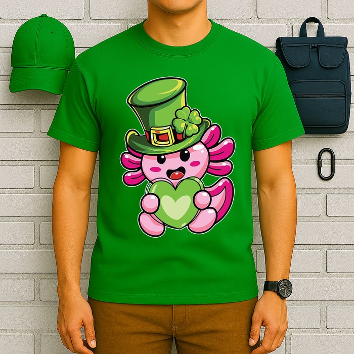 Axolotl Saint Leprechaun St Patrick Day T-Shirt