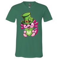 Axolotl Saint Leprechaun St Patrick Day V-Neck T-Shirt