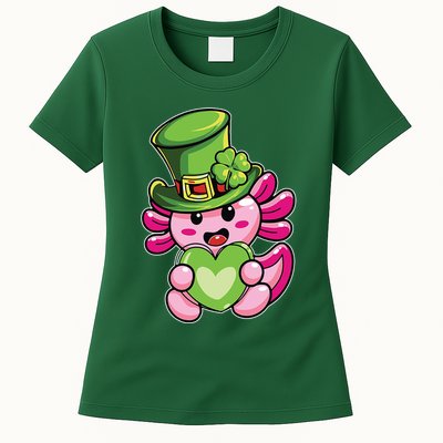 Axolotl Saint Leprechaun St Patrick Day Womens T-Shirt