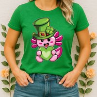 Axolotl Saint Leprechaun St Patrick Day Womens T-Shirt