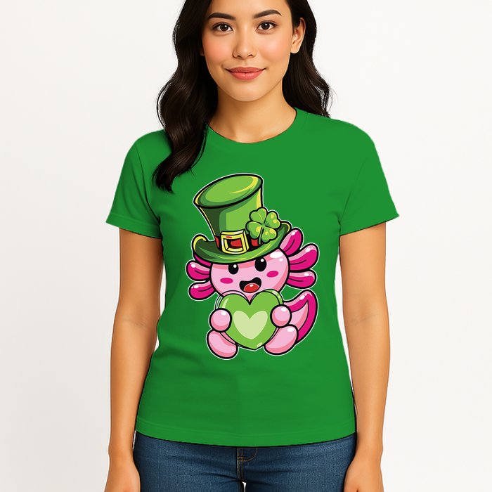 Axolotl Saint Leprechaun St Patrick Day Womens T-Shirt