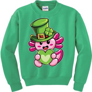 Axolotl Saint Leprechaun St Patrick Day Kids Sweatshirt