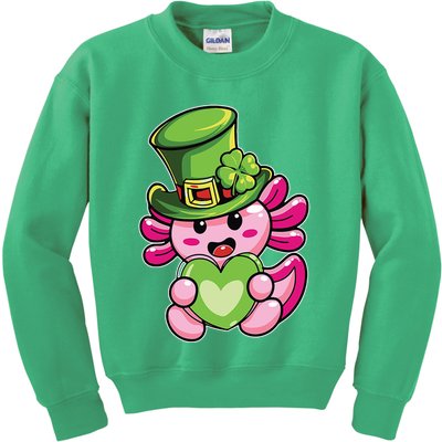 Axolotl Saint Leprechaun St Patrick Day Kids Sweatshirt