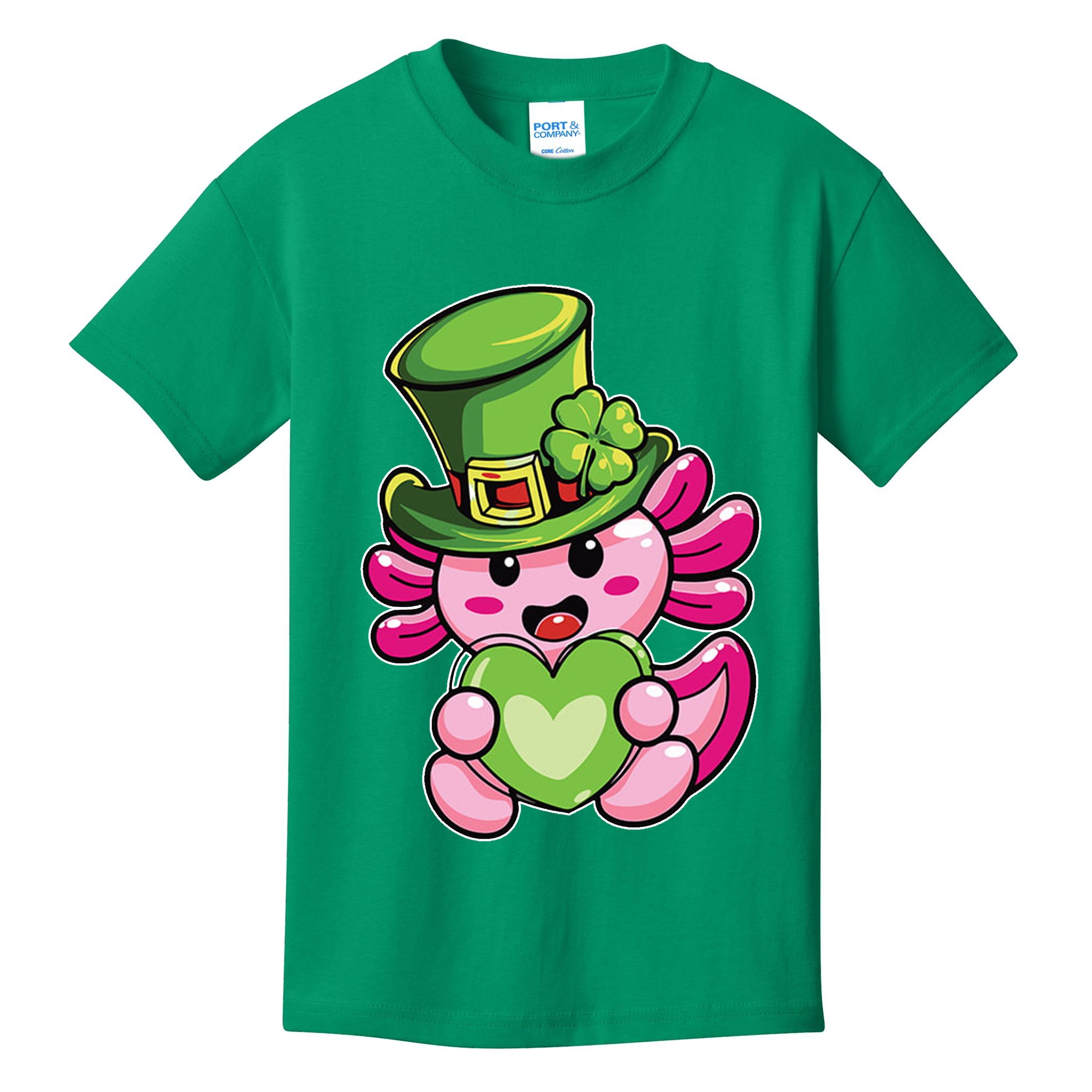 Axolotl Saint Leprechaun St Patrick Day Kids T-Shirt