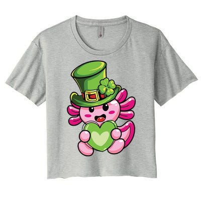 Axolotl Saint Leprechaun St Patrick Day Women's Crop Top Tee