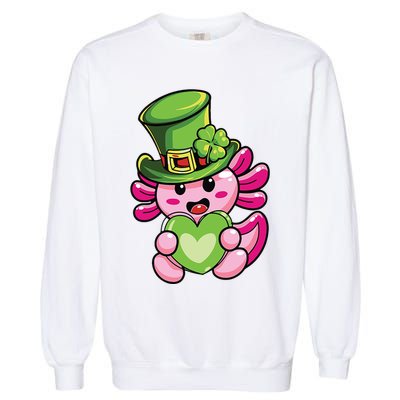 Axolotl Saint Leprechaun St Patrick Day Garment-Dyed Sweatshirt