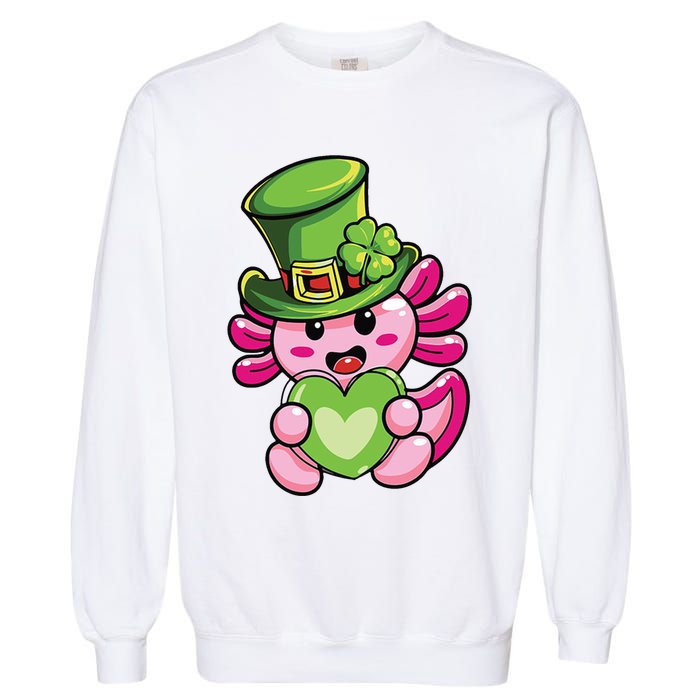Axolotl Saint Leprechaun St Patrick Day Garment-Dyed Sweatshirt