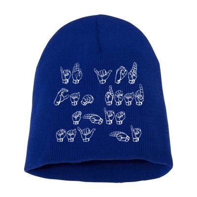 American Sign Language If You Can Read This Say Hi Gift Short Acrylic Beanie