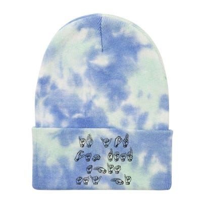 American Sign Language If You Can Read This Say Hi Gift Tie Dye 12in Knit Beanie