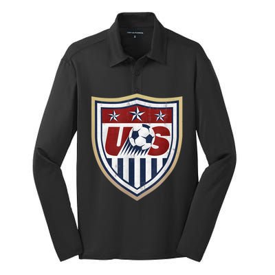 America Soccer Lovers Jersey USA Flag Support Football Team Silk Touch Performance Long Sleeve Polo