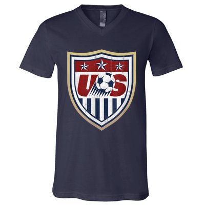 America Soccer Lovers Jersey USA Flag Support Football Team V-Neck T-Shirt