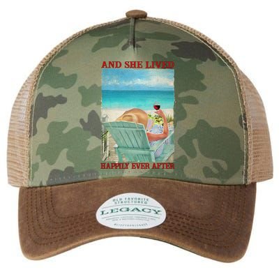 And She Lived Happily After Ever Summer Vibes Beach Vacay Funny Gift Legacy Tie Dye Trucker Hat