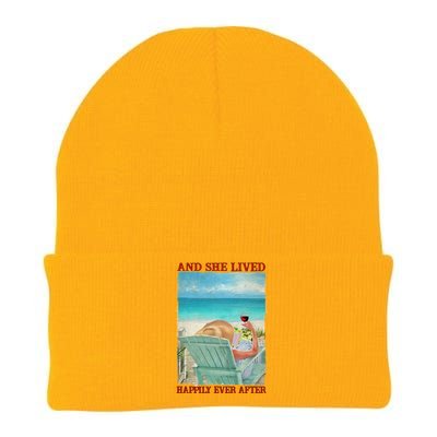 And She Lived Happily After Ever Summer Vibes Beach Vacay Funny Gift Knit Cap Winter Beanie