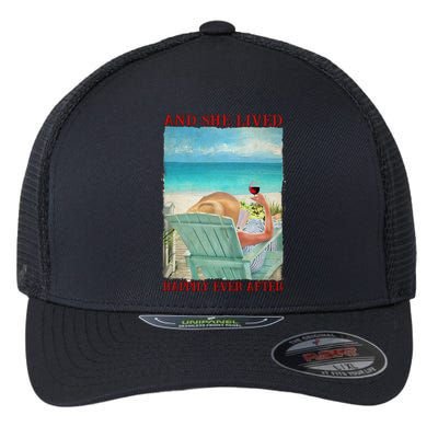 And She Lived Happily After Ever Summer Vibes Beach Vacay Funny Gift Flexfit Unipanel Trucker Cap