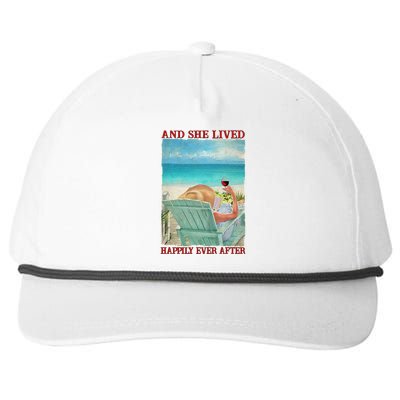 And She Lived Happily After Ever Summer Vibes Beach Vacay Funny Gift Snapback Five-Panel Rope Hat